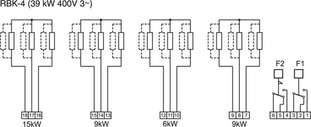Схема подключения электрического канального нагревателя Systemair RBK 66/39 400V/3
