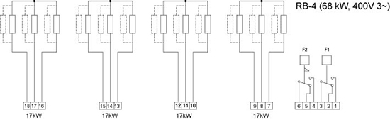 Схема подключения электрического канального нагревателя Systemair RB 80-50/68-4 400V/3
